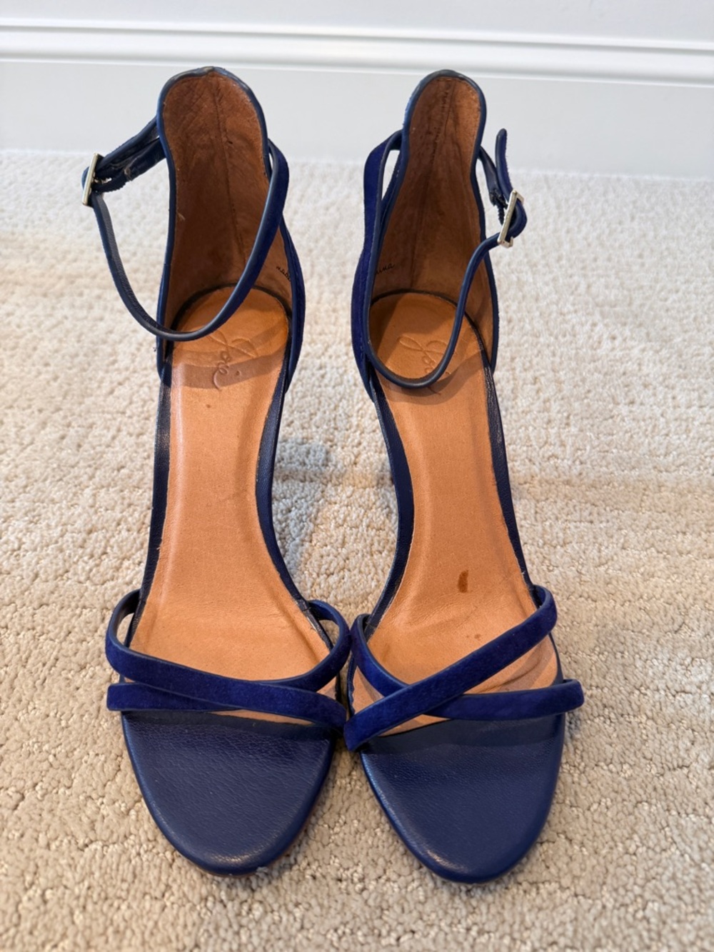 Suede Navy Strappy Heels